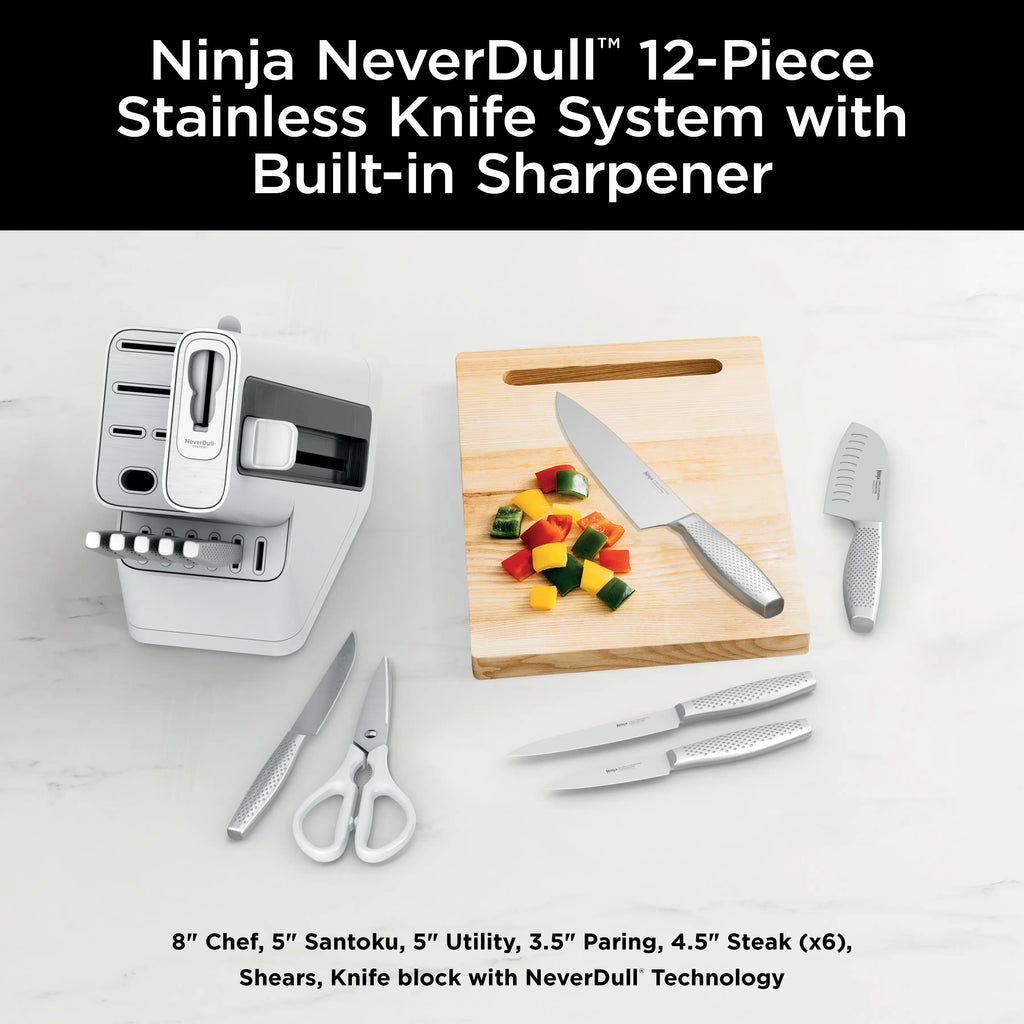 Premium 12-Piece Stainless Steel Knife System with Built-in Sharpener