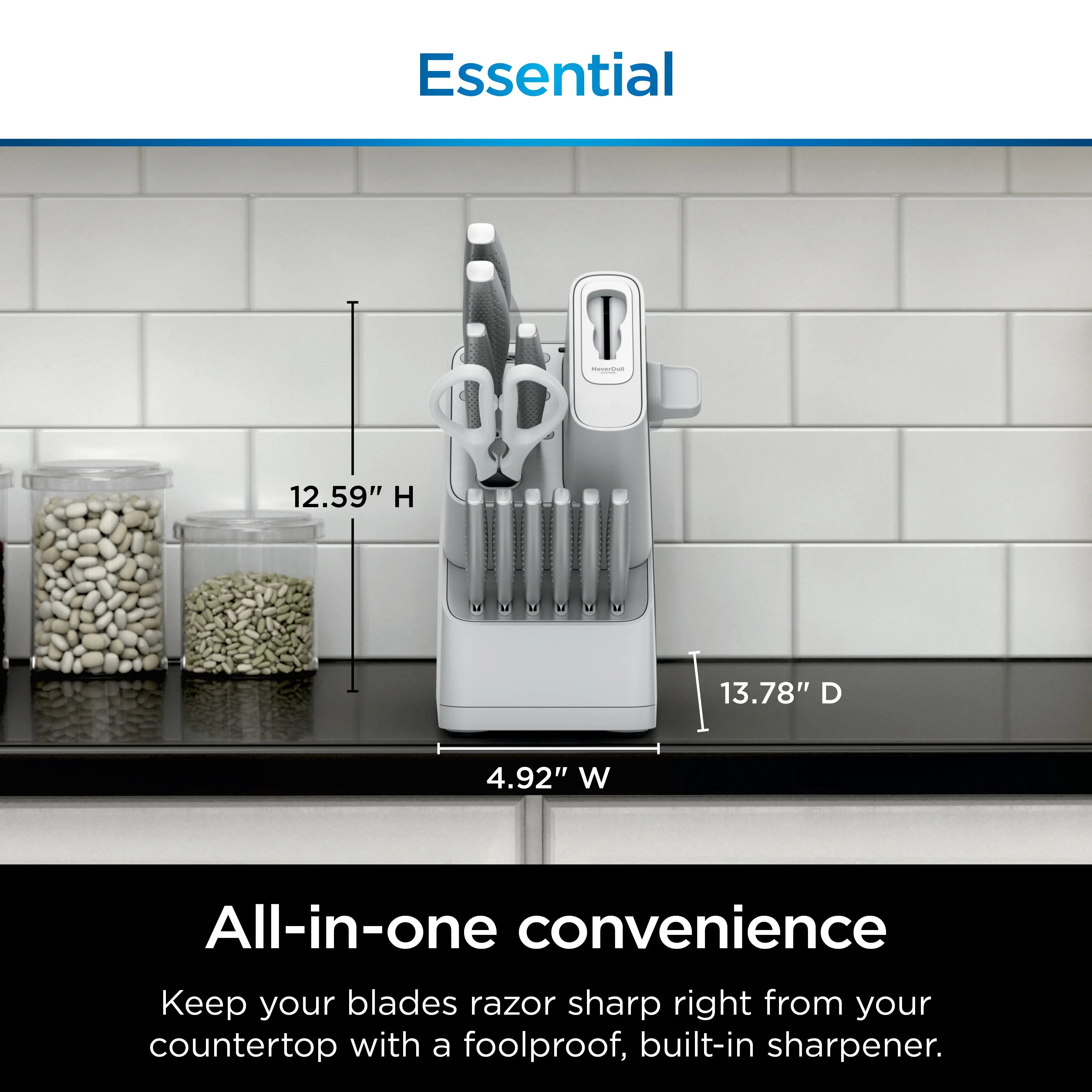 Premium 12-Piece Stainless Steel Knife System with Built-in Sharpener