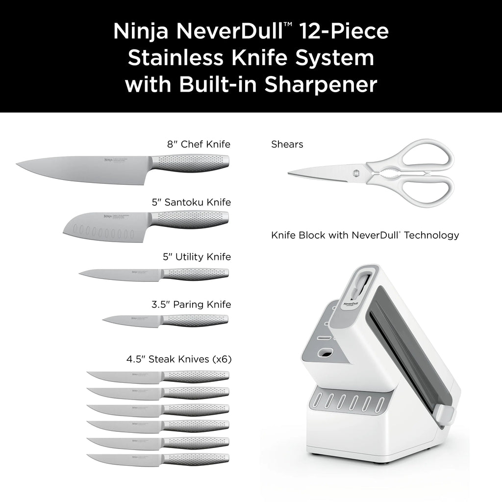 Premium 12-Piece Stainless Steel Knife System with Built-in Sharpener