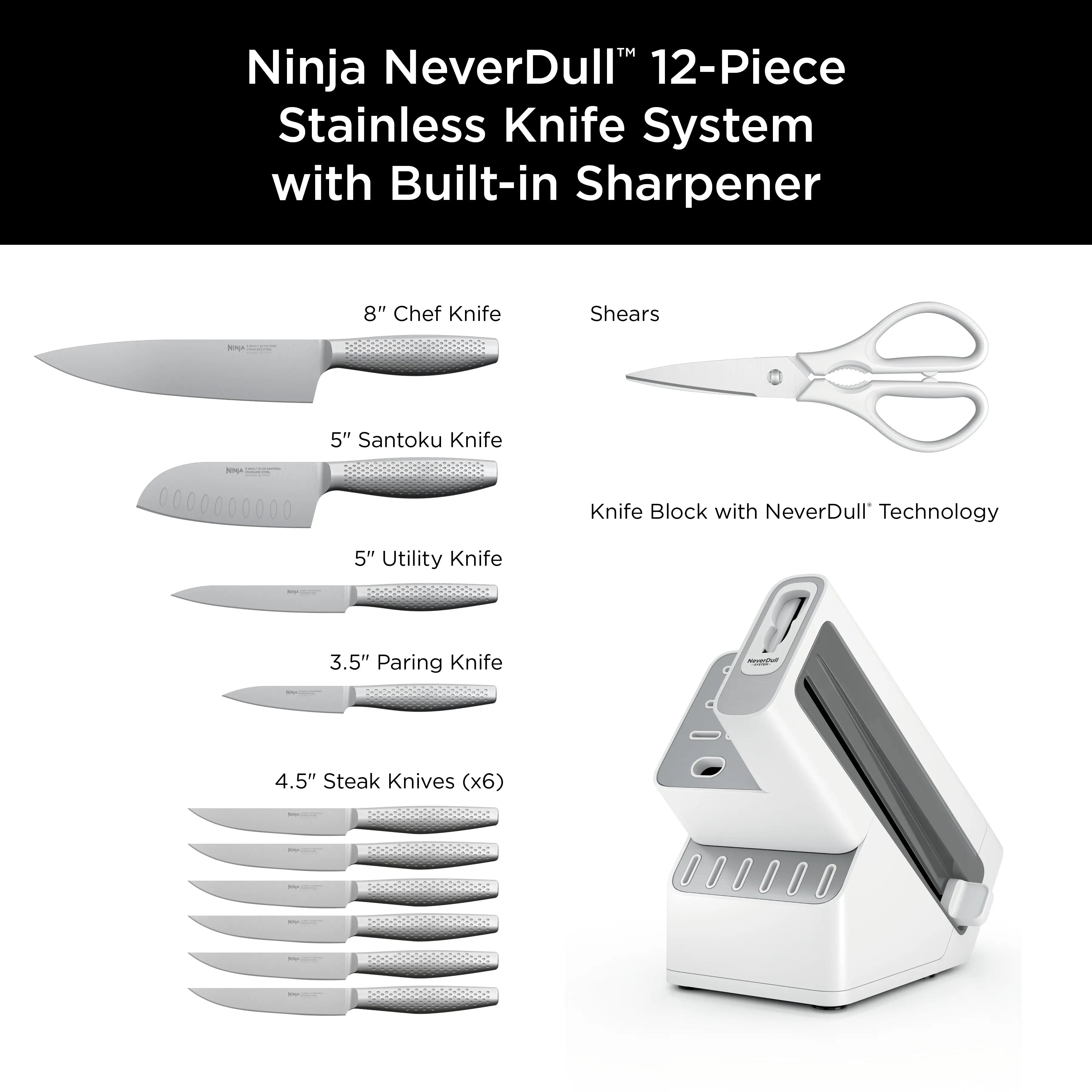 Premium 12-Piece Stainless Steel Knife System with Built-in Sharpener