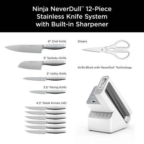 Premium 12-Piece Stainless Steel Knife System with Built-in Sharpener